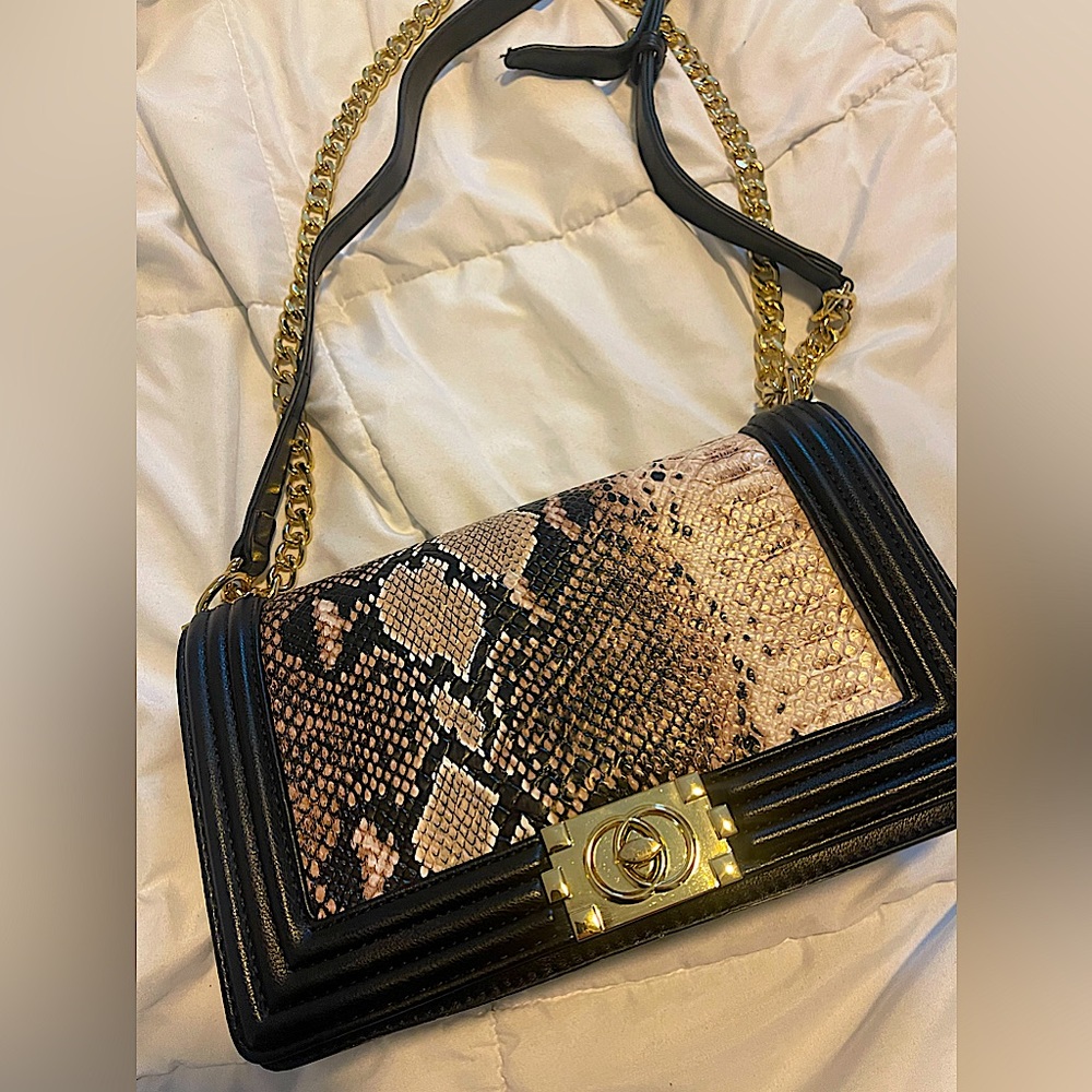 Black snakeskin purse